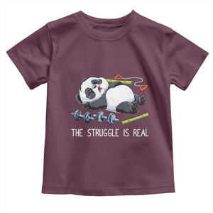 Funny Panda Workout Gift Toddler T Shirt The Struggle Is Real TS12 Maroon Print Your Wear