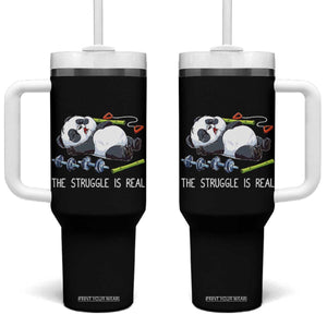 Funny Panda Workout Gift Tumbler With Handle The Struggle Is Real TS12 One Size: 40 oz Black Print Your Wear