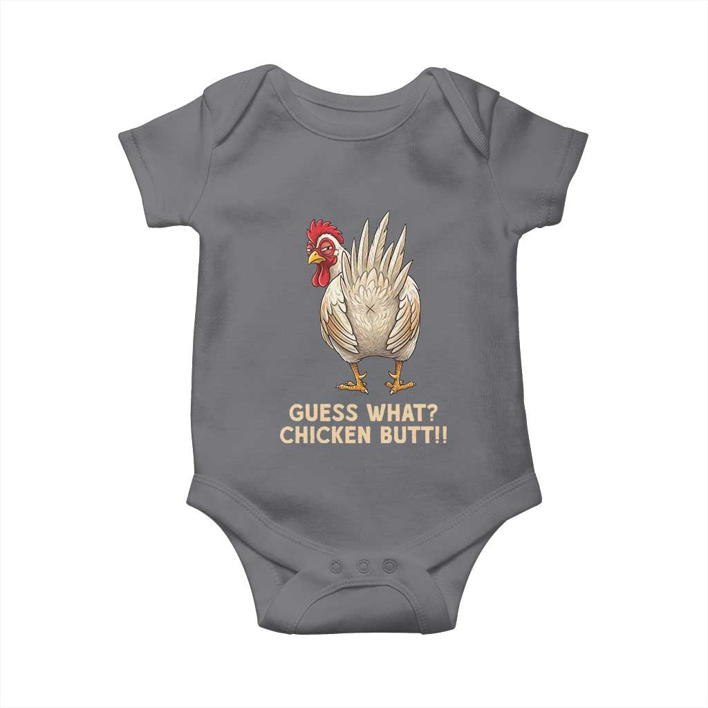 Guess What Chicken Butt Joke Baby Onesie Funny Chicken Lover Graphic TS12 Charcoal Print Your Wear