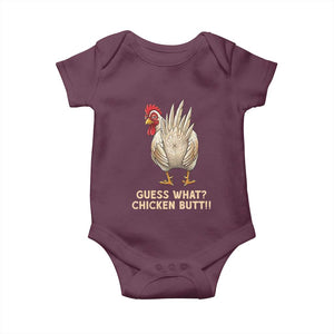 Guess What Chicken Butt Joke Baby Onesie Funny Chicken Lover Graphic TS12 Maroon Print Your Wear