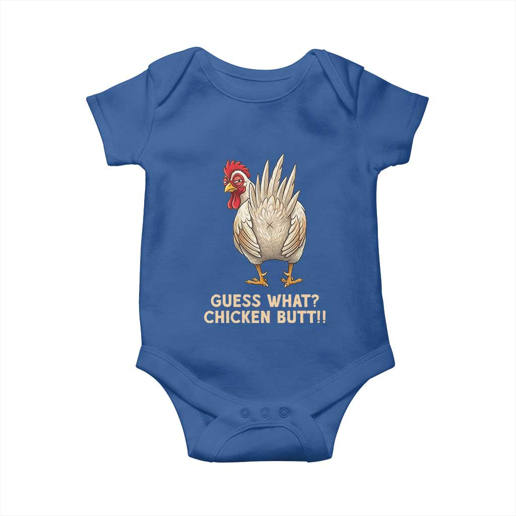 Guess What Chicken Butt Joke Baby Onesie Funny Chicken Lover Graphic TS12 Royal Blue Print Your Wear