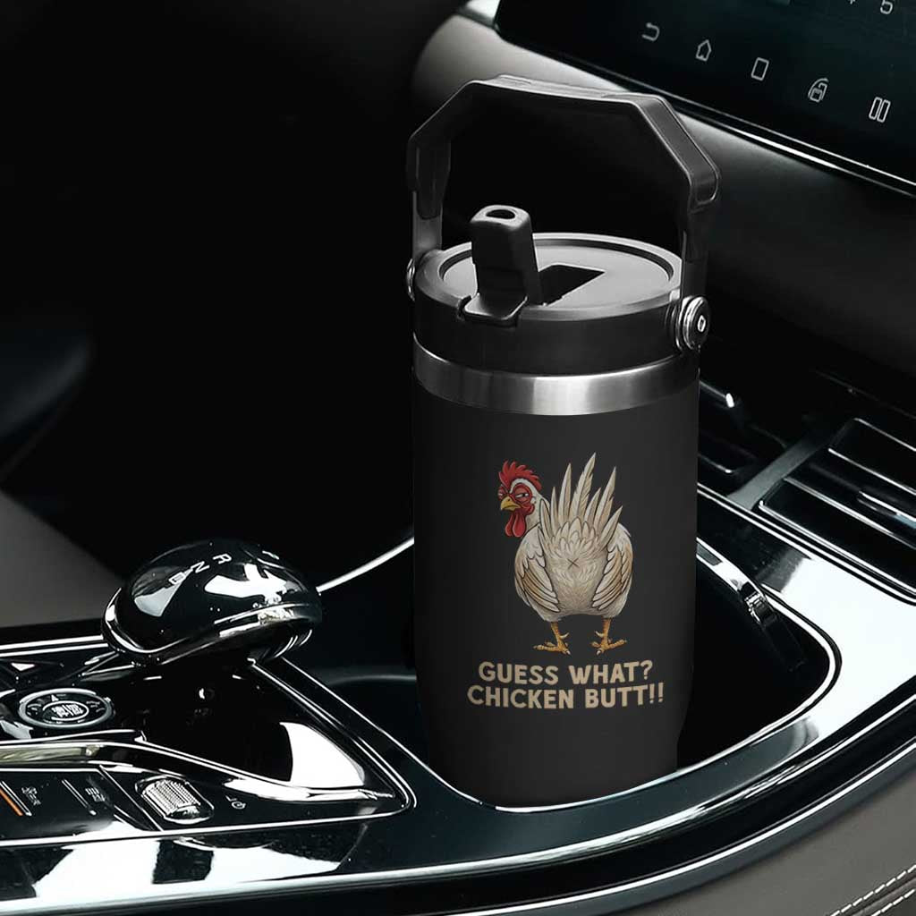 Guess What Chicken Butt Joke Flip Straw Tumbler Funny Chicken Lover Graphic TS12 Print Your Wear