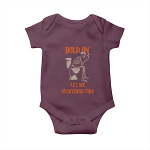 Funny Skeleton Let Me Overthink This Baby Onesie Sarcastic Dark Humor Quote TS12 Maroon Print Your Wear