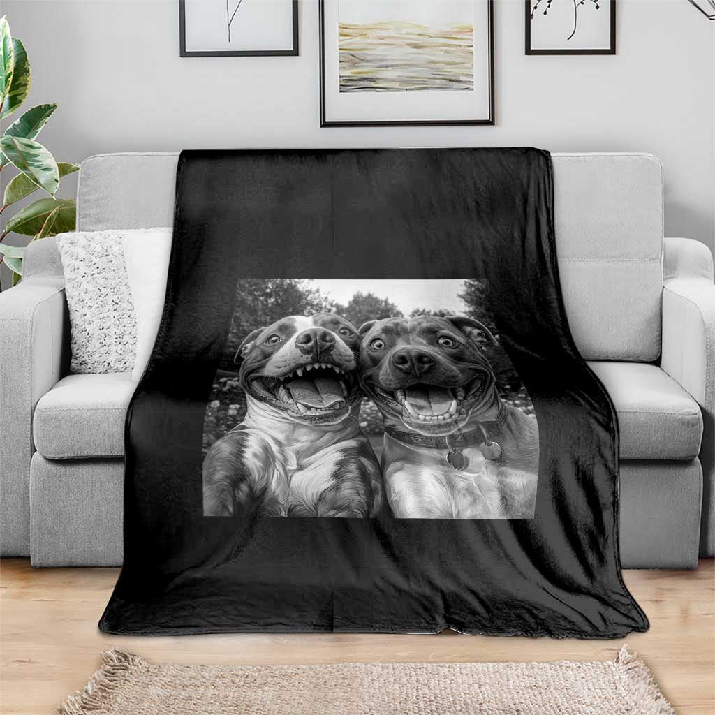Pitbull Selfie Meme Throw Blanket Funny Dog Lover Graphic TS12 Print Your Wear