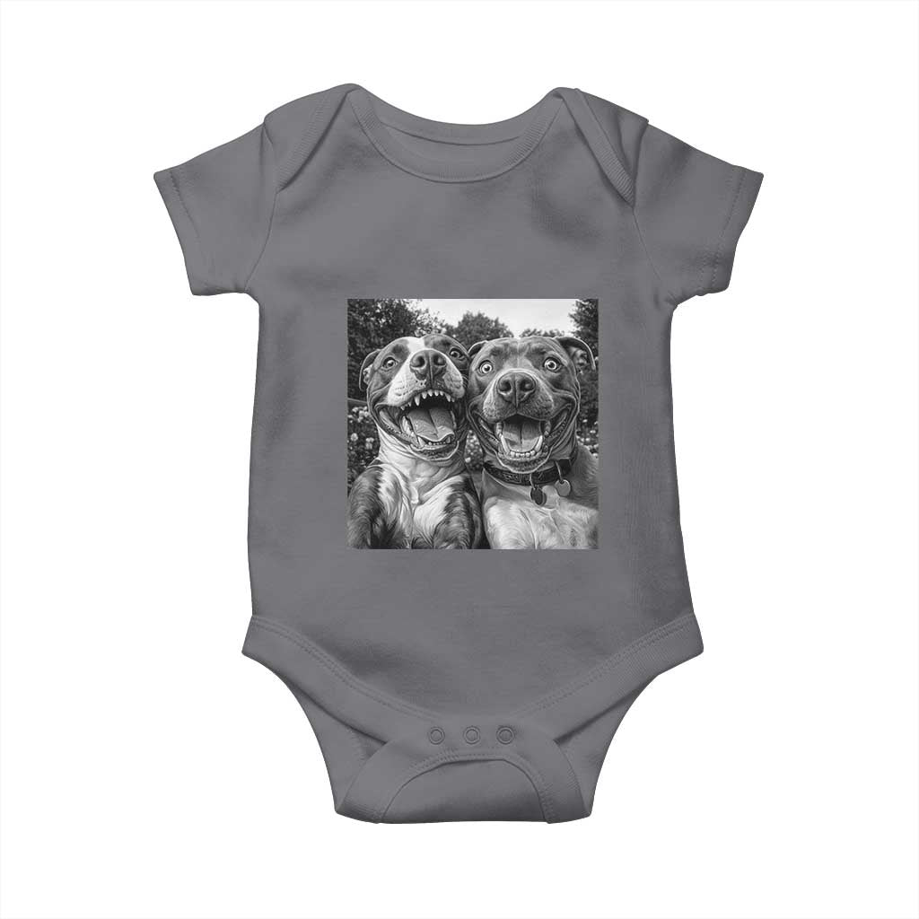 Pitbull Selfie Meme Baby Onesie Funny Dog Lover Graphic TS12 Charcoal Print Your Wear