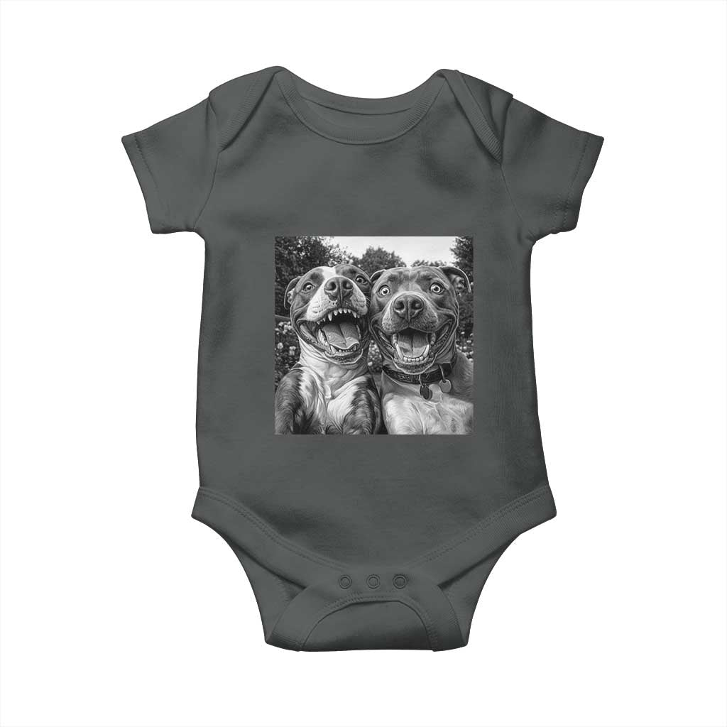 Pitbull Selfie Meme Baby Onesie Funny Dog Lover Graphic TS12 Dark Heather Print Your Wear