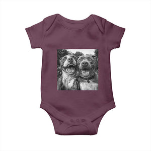 Pitbull Selfie Meme Baby Onesie Funny Dog Lover Graphic TS12 Maroon Print Your Wear