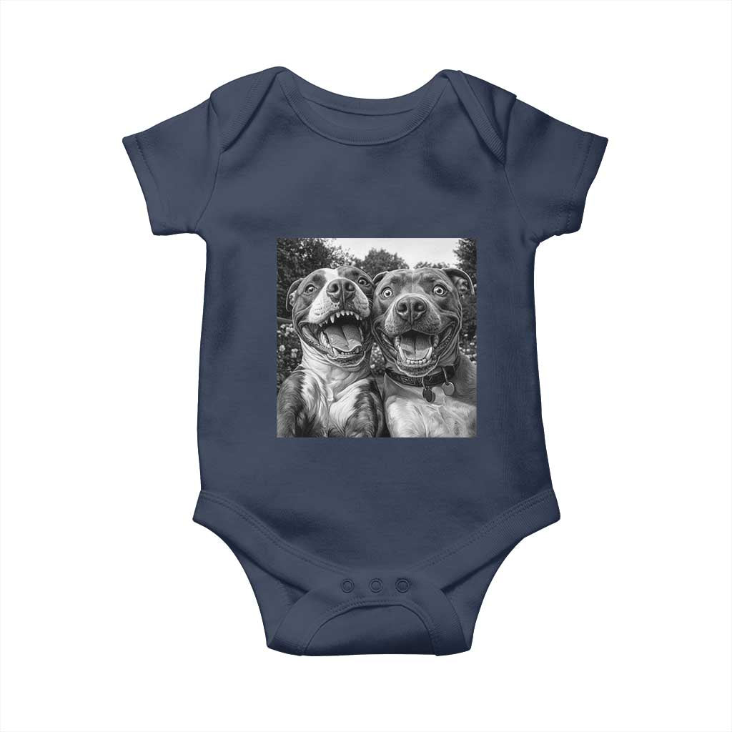Pitbull Selfie Meme Baby Onesie Funny Dog Lover Graphic TS12 Navy Print Your Wear