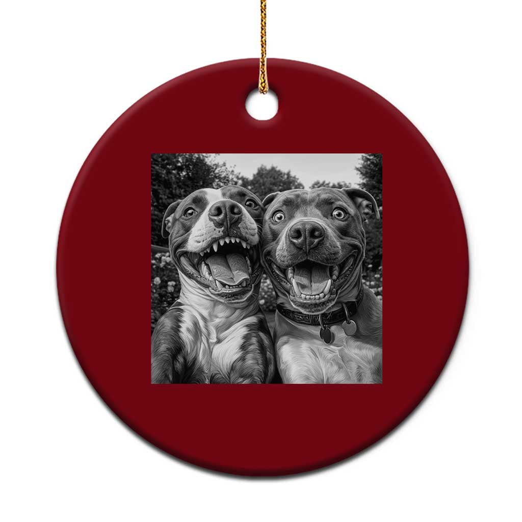 Pitbull Selfie Meme Ceramic Ornament Funny Dog Lover Graphic TS12 1pc Red Print Your Wear