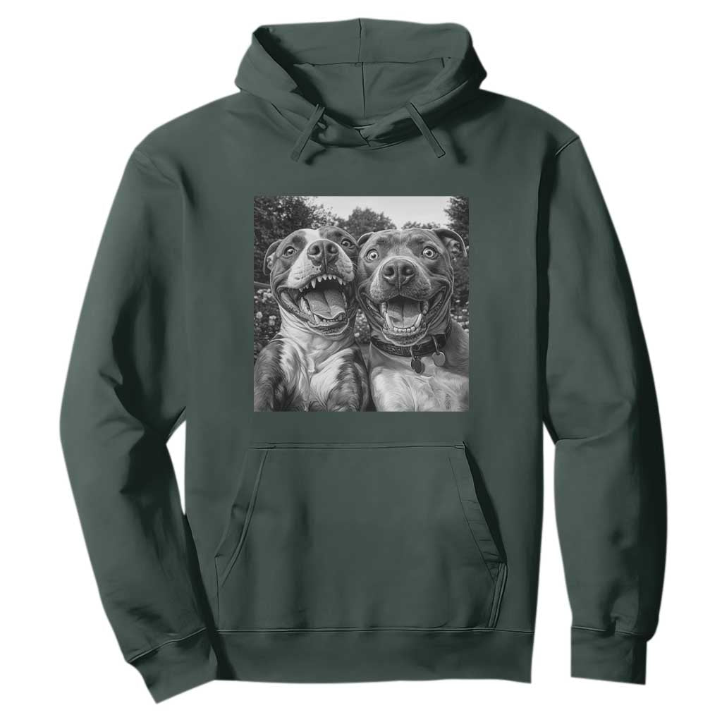 Pitbull Selfie Meme Hoodie Funny Dog Lover Graphic TS12 Dark Forest Green Print Your Wear