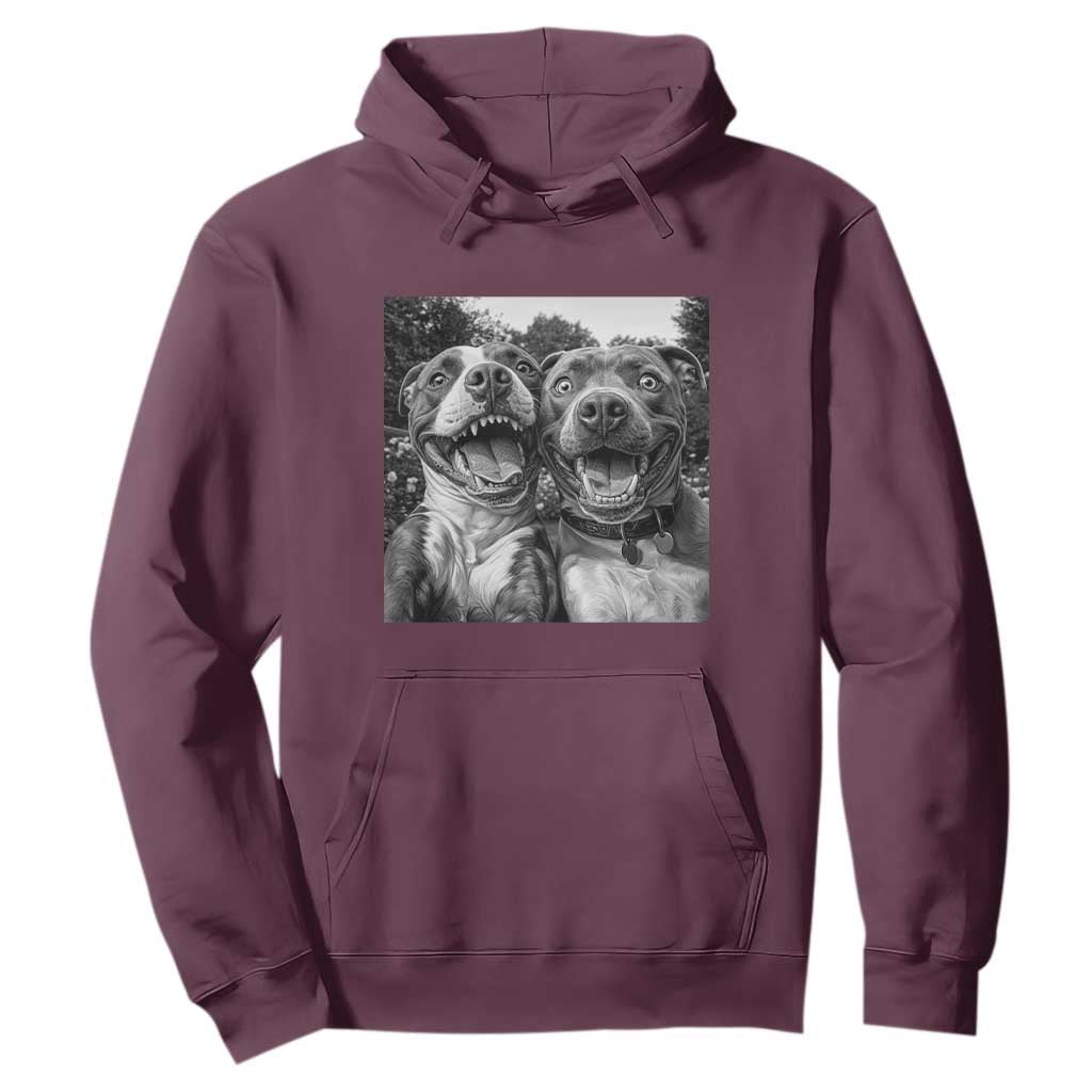 Pitbull Selfie Meme Hoodie Funny Dog Lover Graphic TS12 Maroon Print Your Wear
