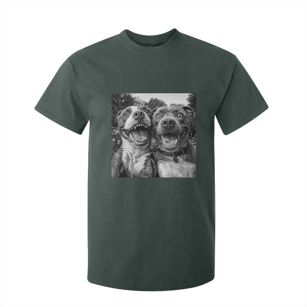 Pitbull Selfie Meme T Shirt For Kid Funny Dog Lover Graphic TS12 Dark Forest Green Print Your Wear