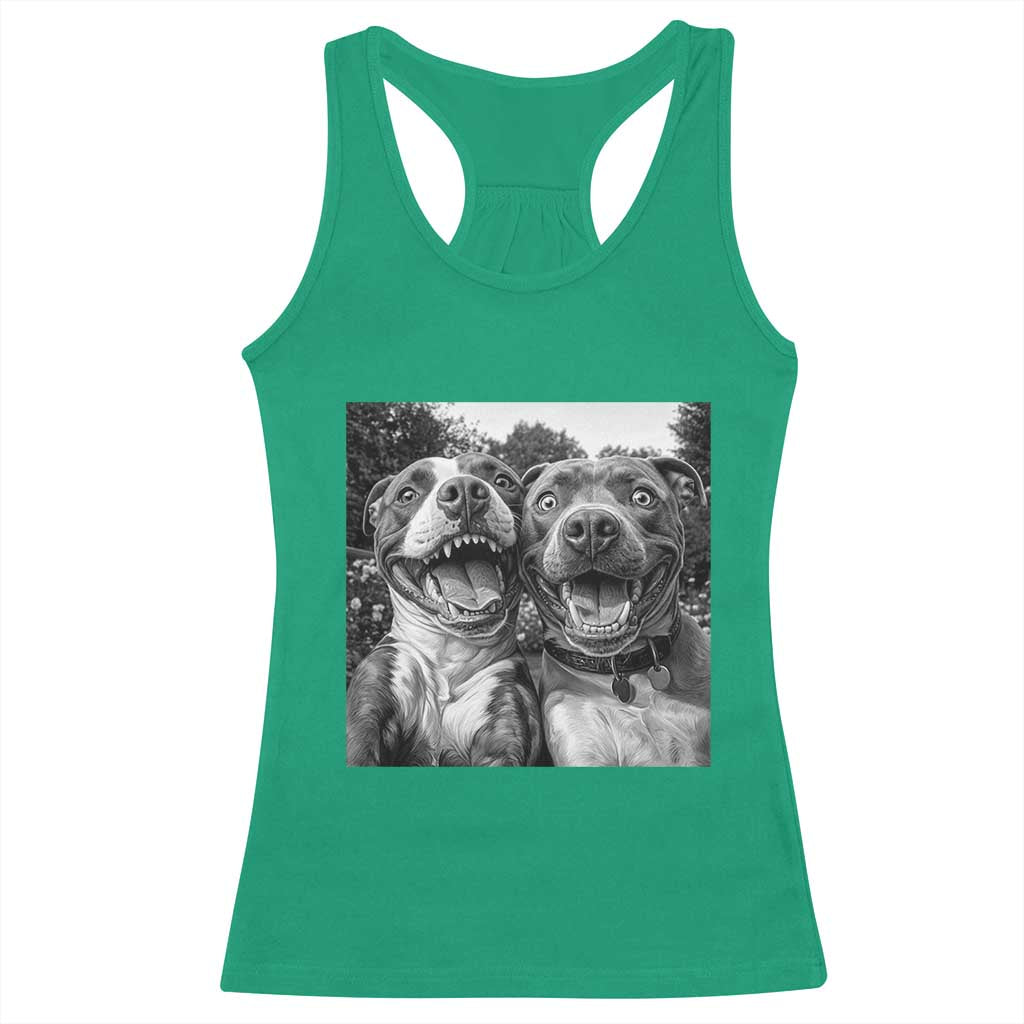 Pitbull Selfie Meme Racerback Tank Top Funny Dog Lover Graphic TS12 Irish Green Print Your Wear