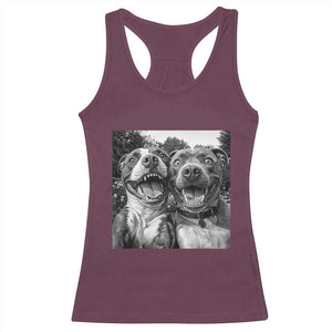 Pitbull Selfie Meme Racerback Tank Top Funny Dog Lover Graphic TS12 Maroon Print Your Wear