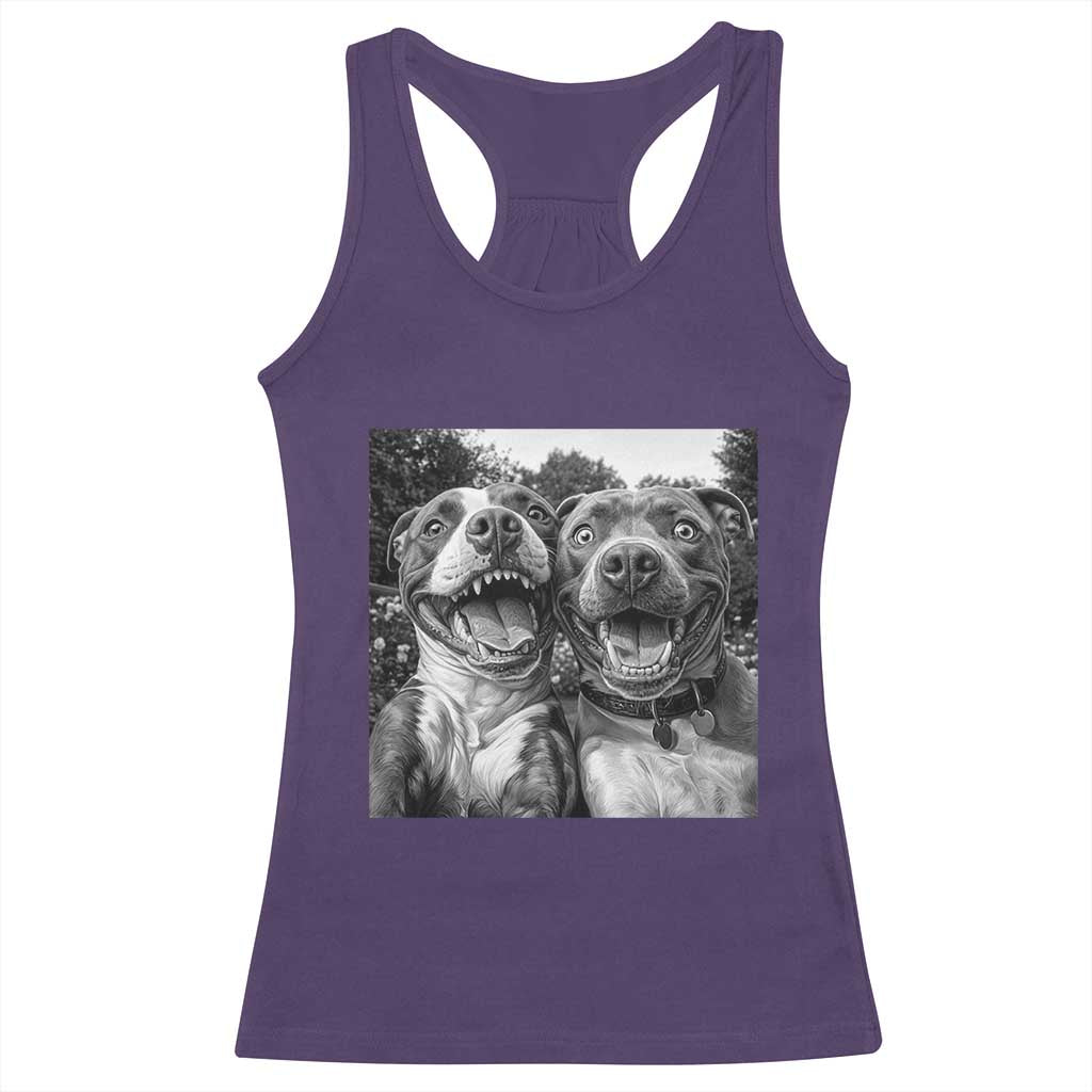 Pitbull Selfie Meme Racerback Tank Top Funny Dog Lover Graphic TS12 Purple Print Your Wear