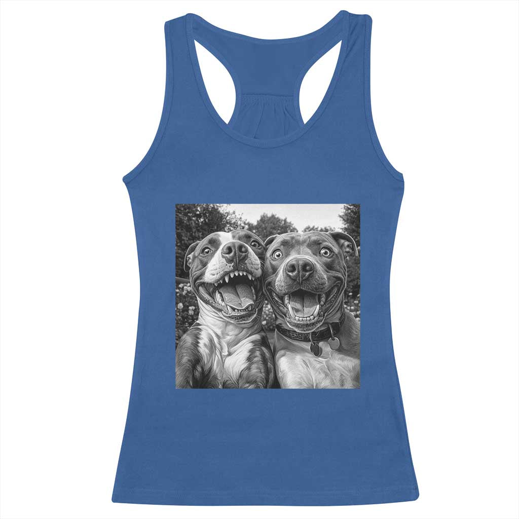 Pitbull Selfie Meme Racerback Tank Top Funny Dog Lover Graphic TS12 Royal Blue Print Your Wear