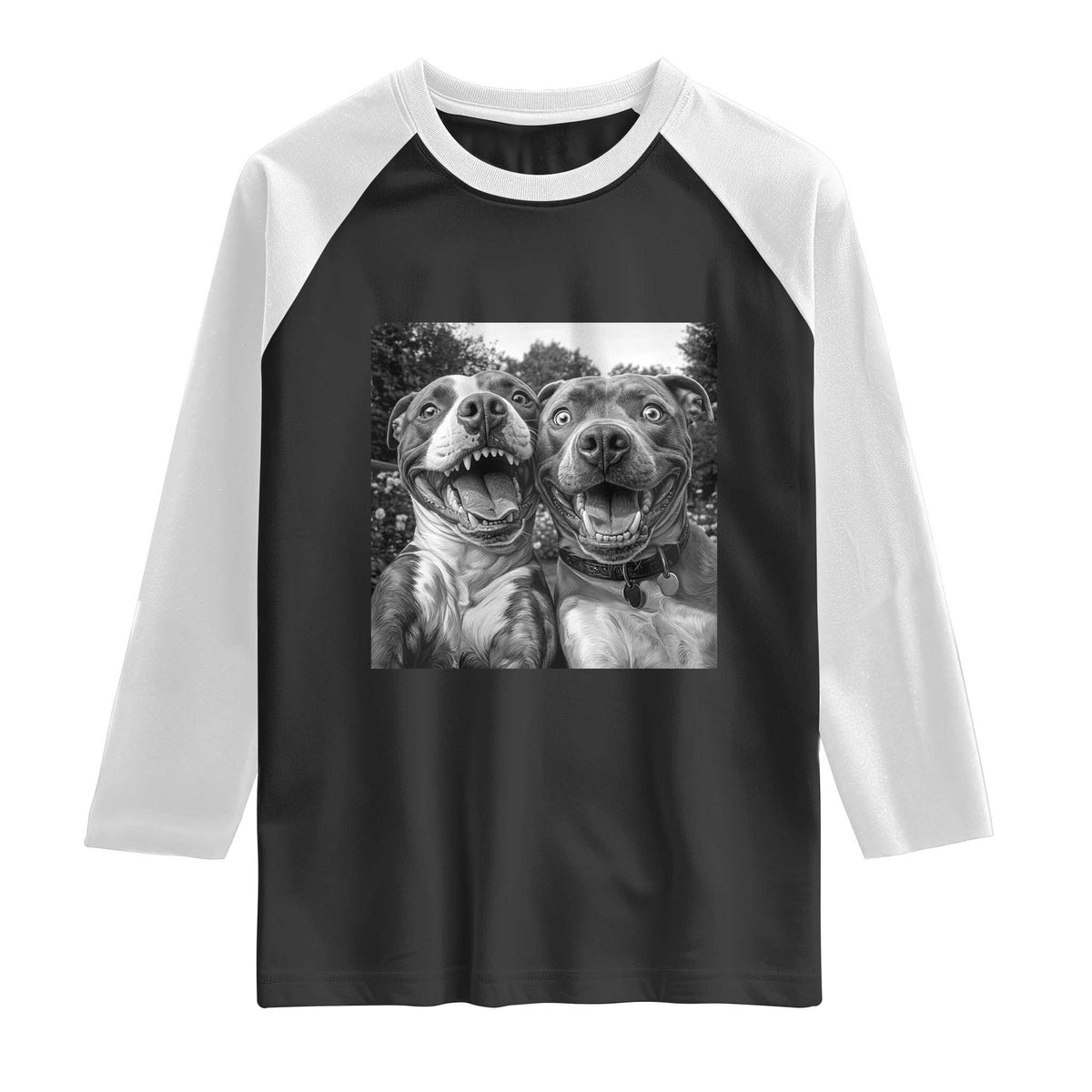 Pitbull Selfie Meme Raglan Shirt Funny Dog Lover Graphic TS12 Black White Print Your Wear
