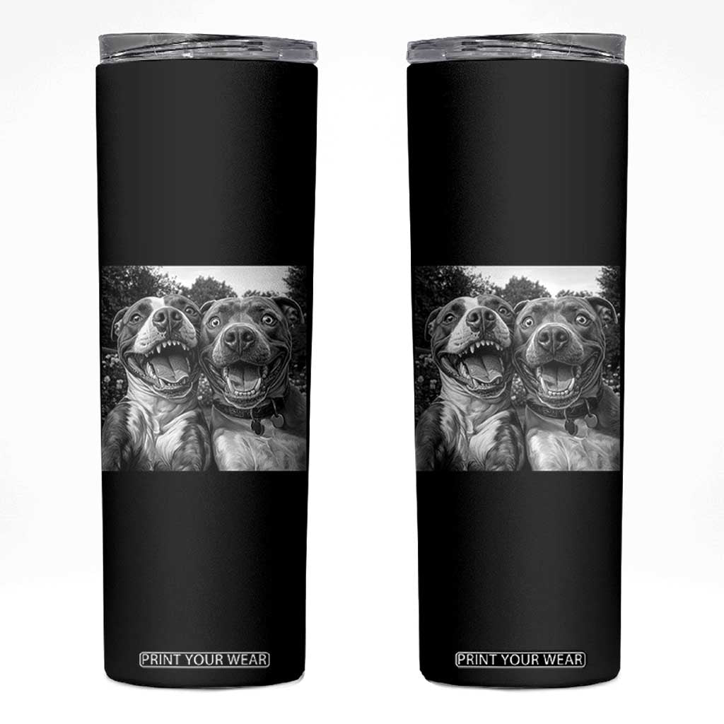Pitbull Selfie Meme Skinny Tumbler Funny Dog Lover Graphic TS12 Black Print Your Wear