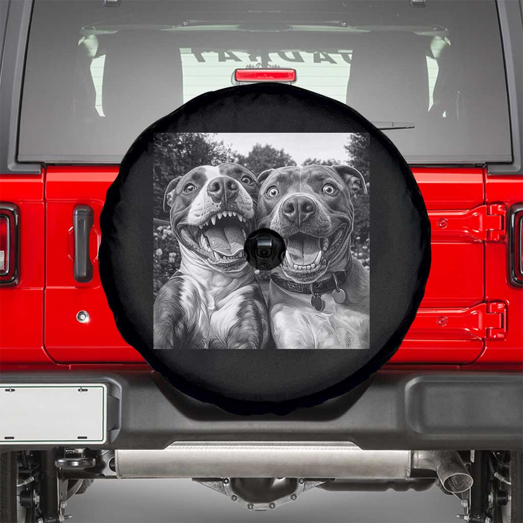 Pitbull Selfie Meme Spare Tire Cover Funny Dog Lover Graphic TS12 Black Print Your Wear