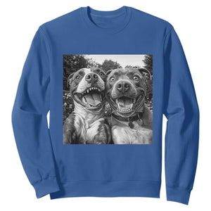 Pitbull Selfie Meme Sweatshirt Funny Dog Lover Graphic TS12 Royal Blue Print Your Wear