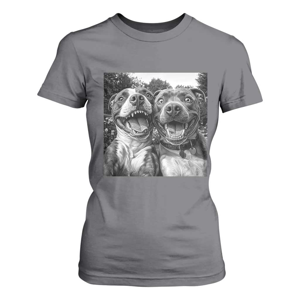Pitbull Selfie Meme T Shirt For Women Funny Dog Lover Graphic TS12 Charcoal Print Your Wear
