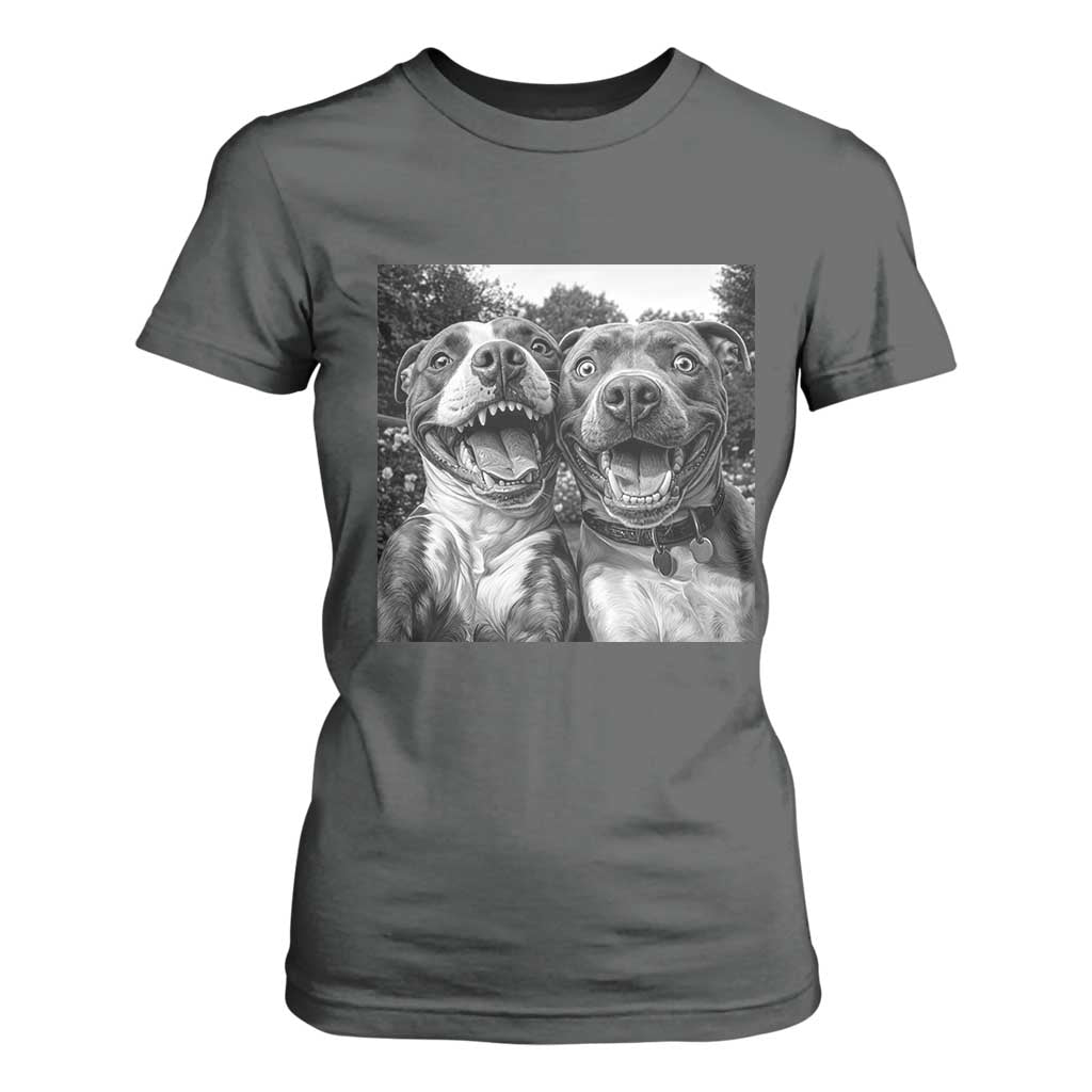 Pitbull Selfie Meme T Shirt For Women Funny Dog Lover Graphic TS12 Dark Heather Print Your Wear