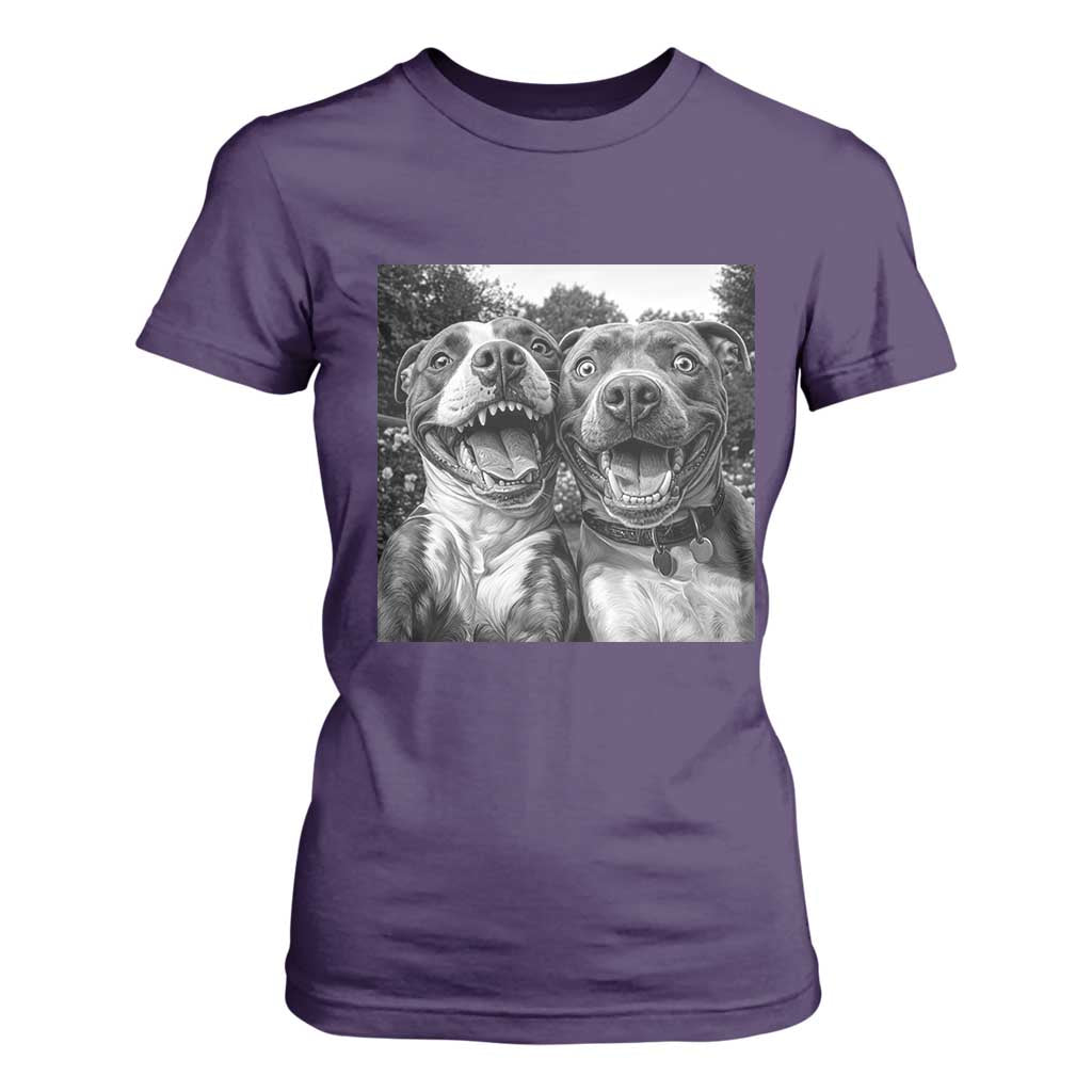 Pitbull Selfie Meme T Shirt For Women Funny Dog Lover Graphic TS12 Purple Print Your Wear