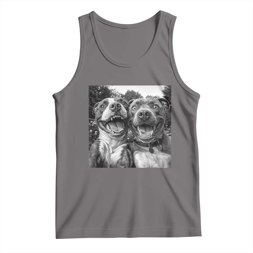 Pitbull Selfie Meme Tank Top Funny Dog Lover Graphic TS12 Deep Heather Print Your Wear