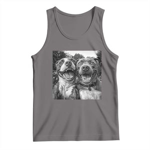 Pitbull Selfie Meme Tank Top Funny Dog Lover Graphic TS12 Deep Heather Print Your Wear