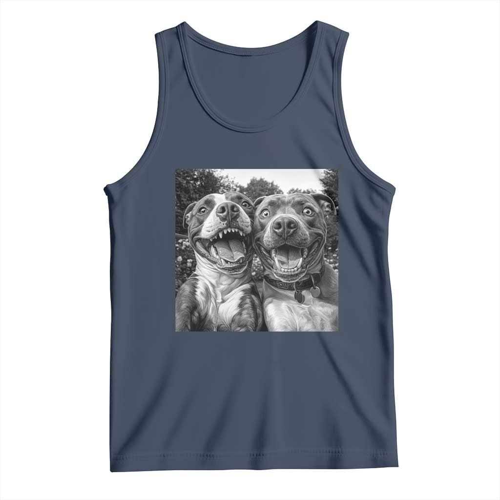 Pitbull Selfie Meme Tank Top Funny Dog Lover Graphic TS12 Navy Print Your Wear
