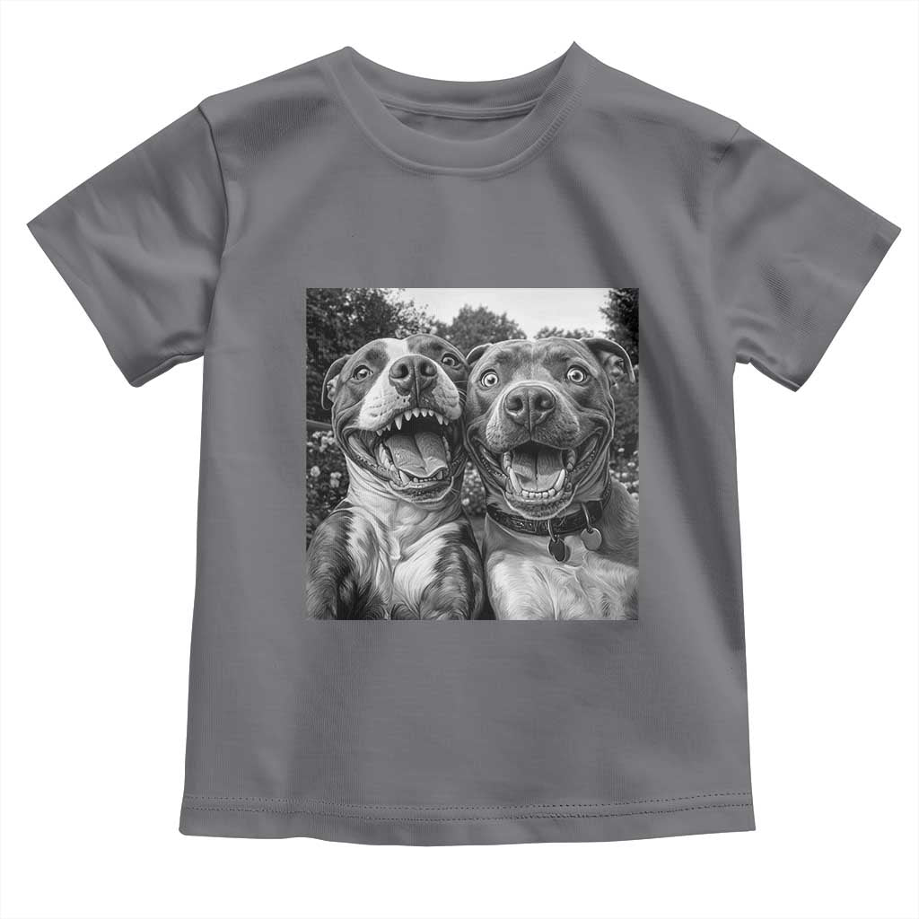 Pitbull Selfie Meme Toddler T Shirt Funny Dog Lover Graphic TS12 Charcoal Print Your Wear