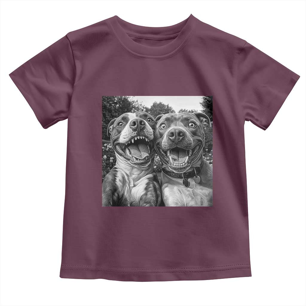 Pitbull Selfie Meme Toddler T Shirt Funny Dog Lover Graphic TS12 Maroon Print Your Wear