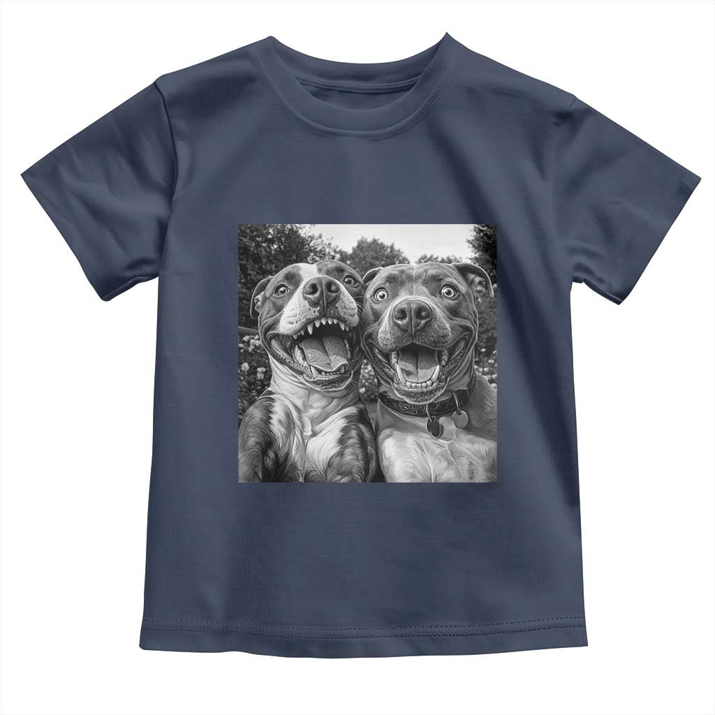Pitbull Selfie Meme Toddler T Shirt Funny Dog Lover Graphic TS12 Navy Print Your Wear