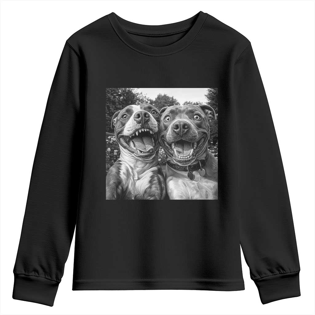 Pitbull Selfie Meme Youth Sweatshirt Funny Dog Lover Graphic TS12 Black Print Your Wear