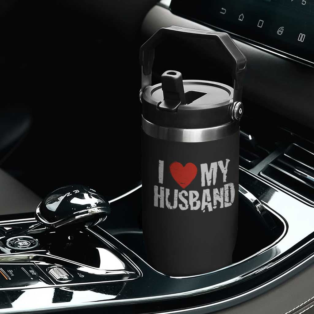 Cool Marriage Humor Gift For Wife Flip Straw Tumbler I Love My Husband TS12 Print Your Wear