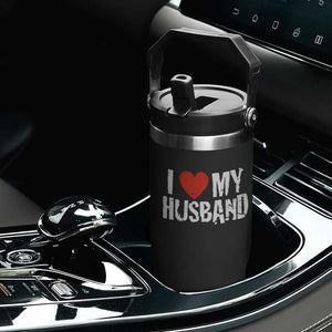 Cool Marriage Humor Gift For Wife Flip Straw Tumbler I Love My Husband TS12 Print Your Wear