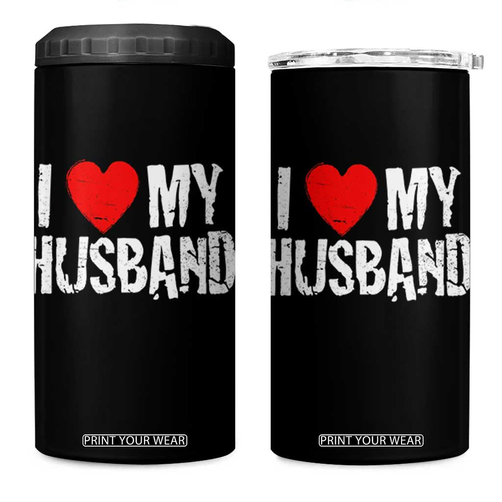 Cool Marriage Humor Gift For Wife 4 in 1 Can Cooler Tumbler I Love My Husband TS12 One Size: 16 oz Black Print Your Wear