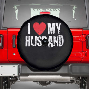 Cool Marriage Humor Gift For Wife Spare Tire Cover I Love My Husband TS12 Black Print Your Wear