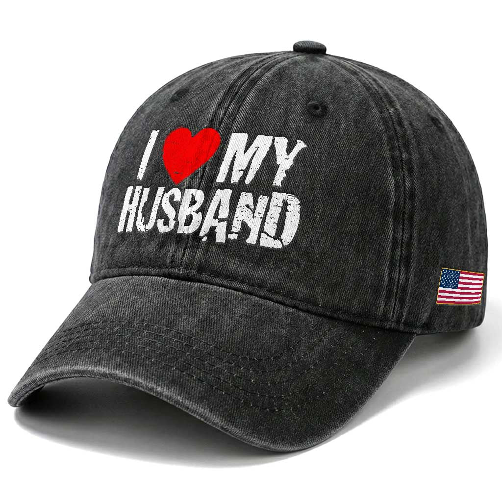 Cool Marriage Humor Gift For Wife Washed Cotton Baseball Cap I Love My Husband TS12 Print Your Wear