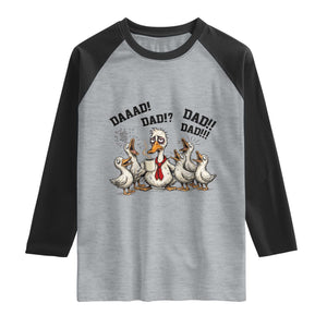 Funny Duck Dad Daaad Dad Dad Raglan Shirt Tired Dad Life Fathers Day Graphic TS12 Heather Gray Black Print Your Wear