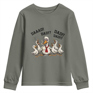 Funny Duck Dad Daaad Dad Dad Youth Sweatshirt Tired Dad Life Fathers Day Graphic TS12 Military Green Print Your Wear
