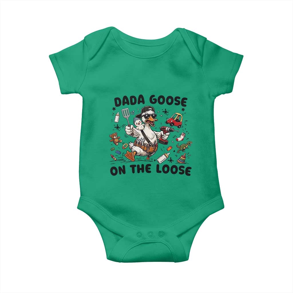 Dada Goose On The Loose Baby Onesie Funny Fatherhood Humor Gift TS12 Irish Green Print Your Wear