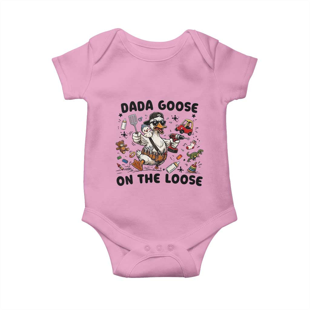 Dada Goose On The Loose Baby Onesie Funny Fatherhood Humor Gift TS12 Light Pink Print Your Wear
