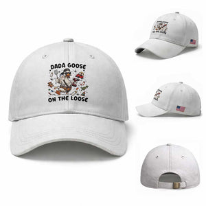 Dada Goose On The Loose Baseball Cap Funny Fatherhood Humor Gift TS12 Baseball Cap Universal Fit White Print Your Wear