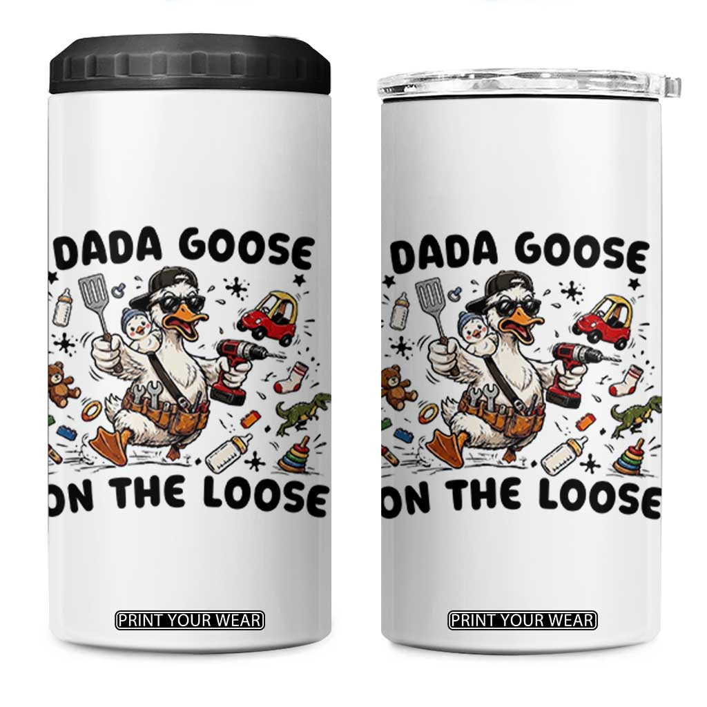 Dada Goose On The Loose 4 in 1 Can Cooler Tumbler Funny Fatherhood Humor Gift TS12 One Size: 16 oz White Print Your Wear