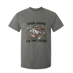 Dada Goose On The Loose T Shirt For Kid Funny Fatherhood Humor Gift TS12 Military Green Print Your Wear