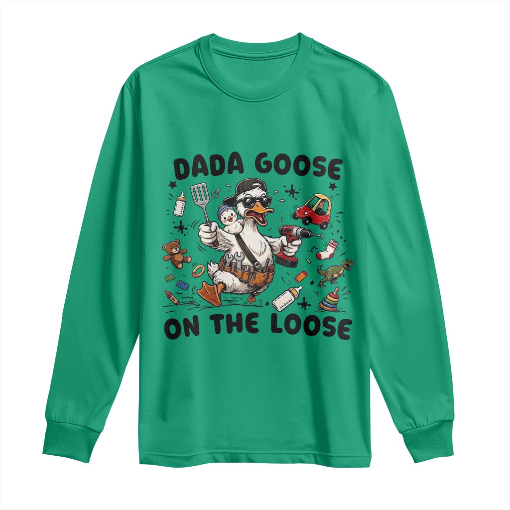 Dada Goose On The Loose Long Sleeve Shirt Funny Fatherhood Humor Gift TS12 Irish Green Print Your Wear