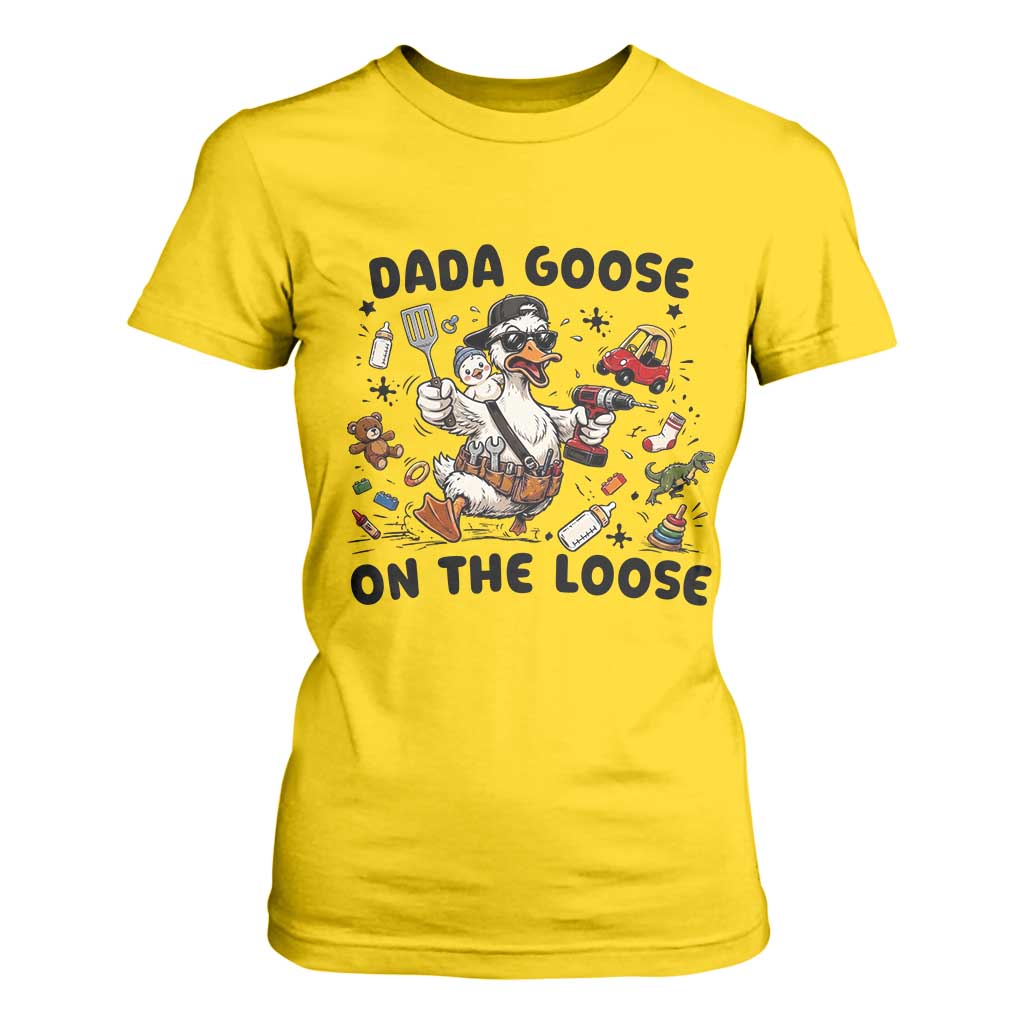 Dada Goose On The Loose T Shirt For Women Funny Fatherhood Humor Gift TS12 Daisy Print Your Wear
