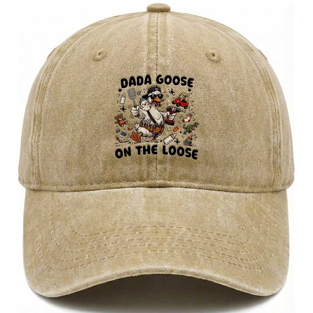 Dada Goose On The Loose Washed Cotton Baseball Cap Funny Fatherhood Humor Gift TS12 Print Your Wear