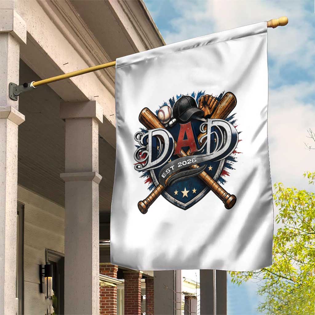 Baseball Dad Est 2026 Garden Flag New Dad Father's Day Gift